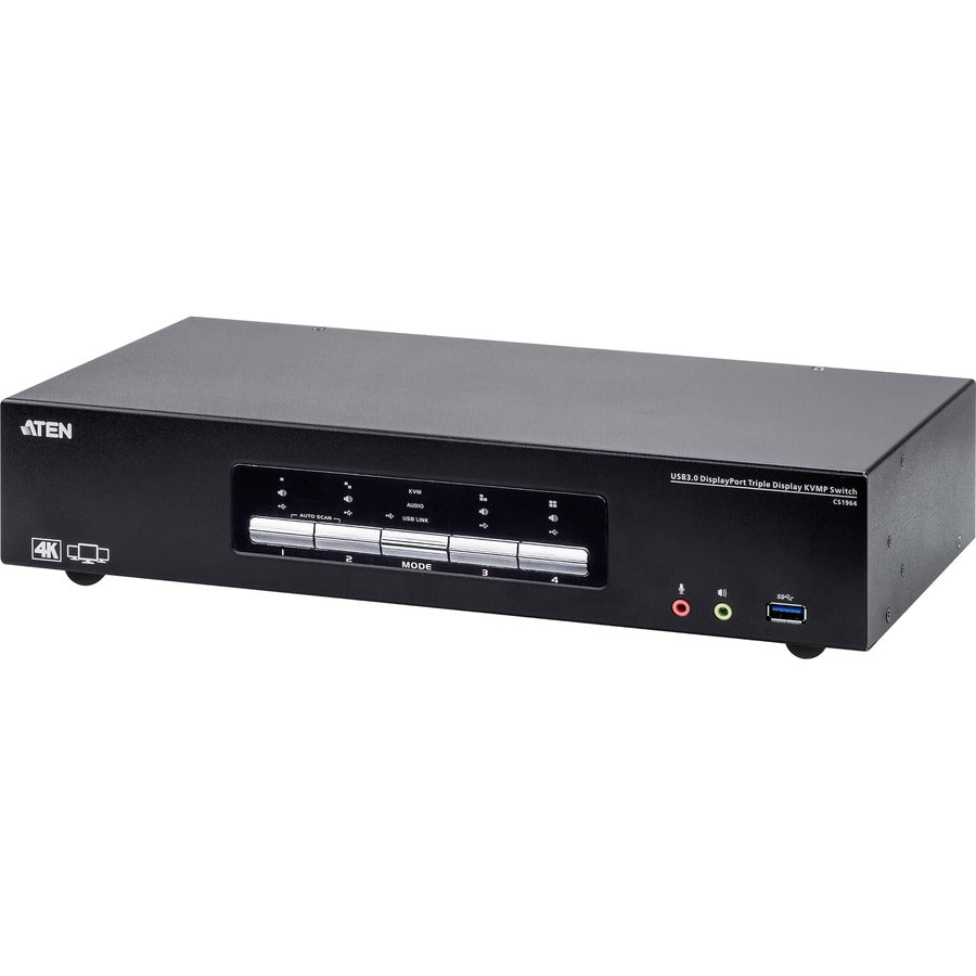 ATEN 4-Port USB3.0 4K DisplayPort Triple Display KVMP Switch CS1964