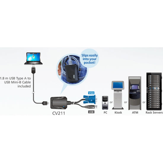 ATEN USB/VGA Video/Data Transfer Cable-TAA Compliant CV211