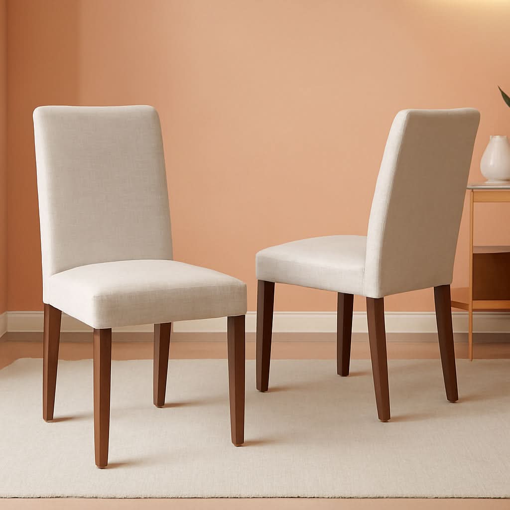 Abbott Classic Parson Dining Chairs Doeskin Linen Fabric Set Of 2