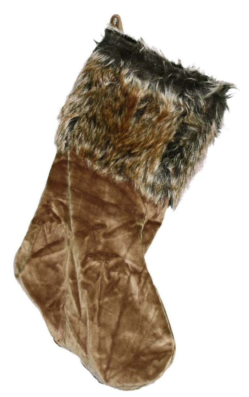 Abbott Collection Madison Velvet And Faux Fur Stocking -