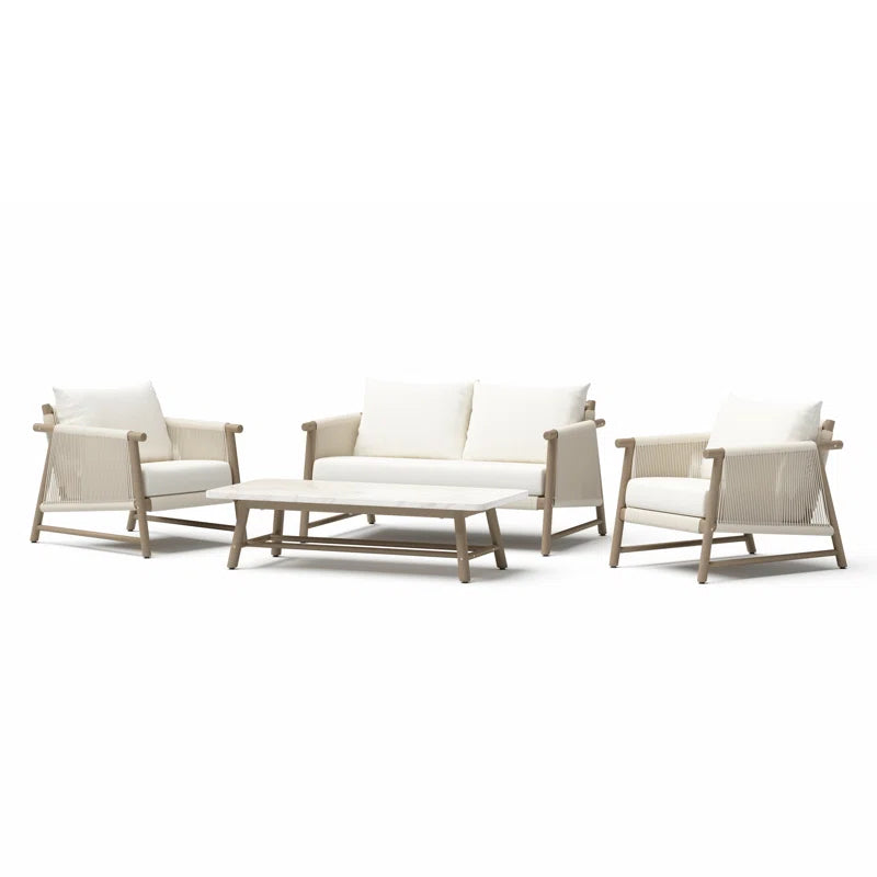 Acacia Outdoor 4-Piece Sofa Set With Cushions Tabletop