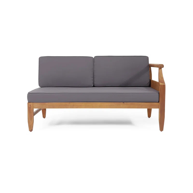 Acacia Wood Five Person Modular Patio Conversation Cushions