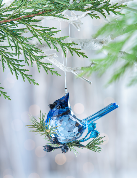 Acrylic Krystal Blue Jay Ornament