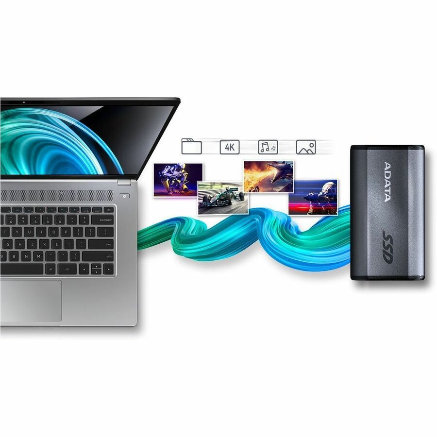 Adata Elite SE880 AELI-SE880-1TCGY 1 TB Portable Solid State Drive - External - Titanium