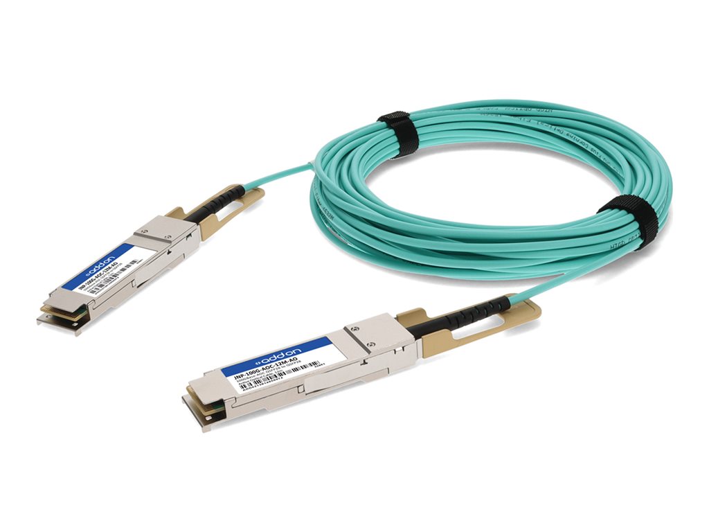 AddOn - 100GBase-AOC direct attach cable - TAA Compliant - QSFP28 to QSFP28 - 12 m - fiber optic - Active Optical Cable (AOC) JNP-100G-AOC-12M-AO