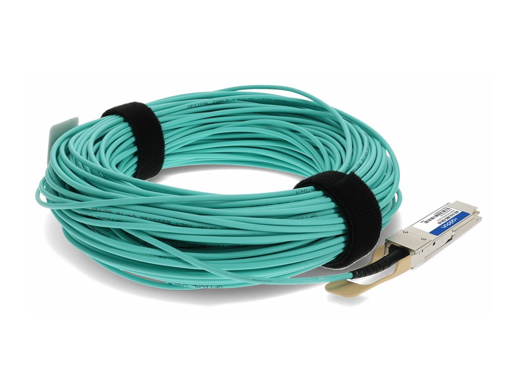 AddOn - 100GBase-AOC direct attach cable - TAA Compliant - QSFP28 to QSFP28 - 35 m - fiber optic - active - aqua