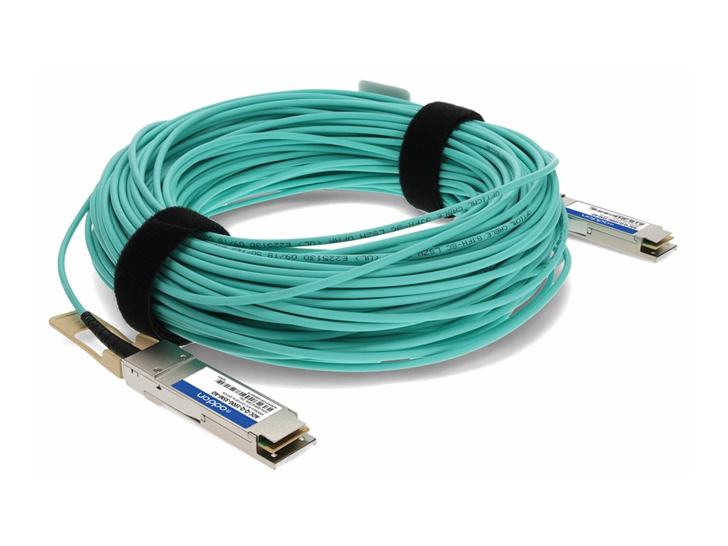 AddOn - 100GBase-AOC direct attach cable - TAA Compliant - QSFP28 to QSFP28 - 35 m - fiber optic - active - aqua