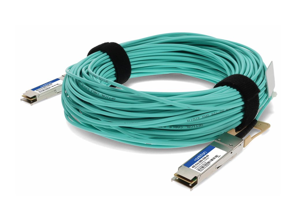 AddOn - 100GBase-AOC direct attach cable - TAA Compliant - QSFP28 to QSFP28 - 35 m - fiber optic - active - aqua