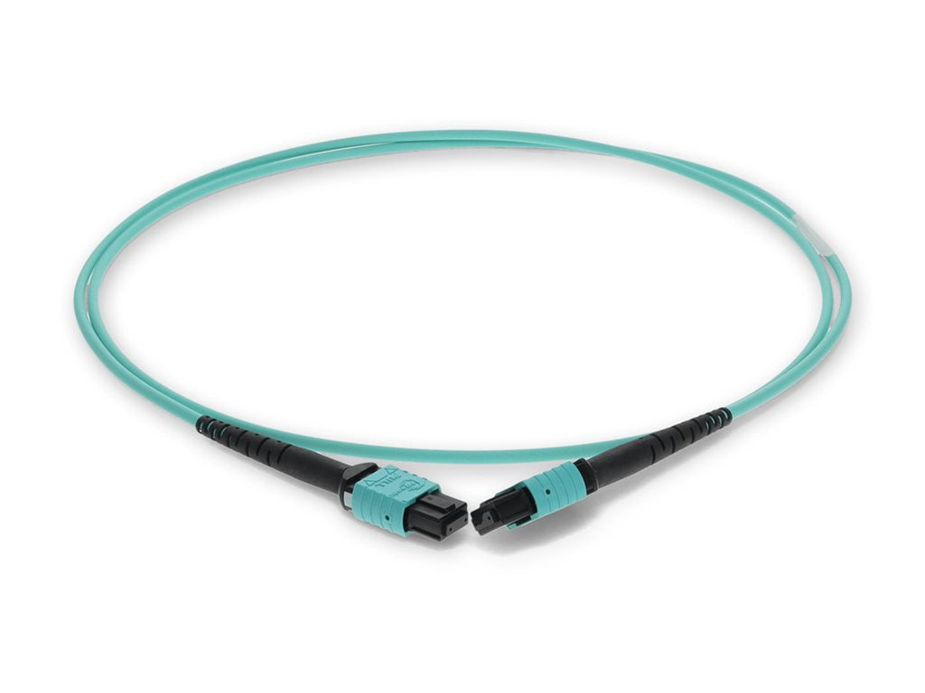 AddOn 10m MPO OM4 Aqua Patch Cable - Crossover cable - TAA Compliant - MPO/UPC multi-mode (F) to MPO/UPC multi-mode (F)
