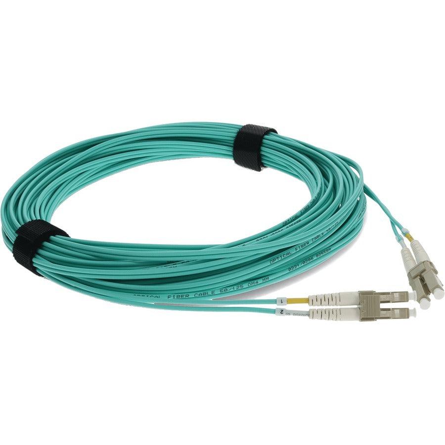 AddOn 11m LC (Male) to LC (Male) Aqua OM3 Duplex Fiber OFNR (Riser-Rated) Patch Cable