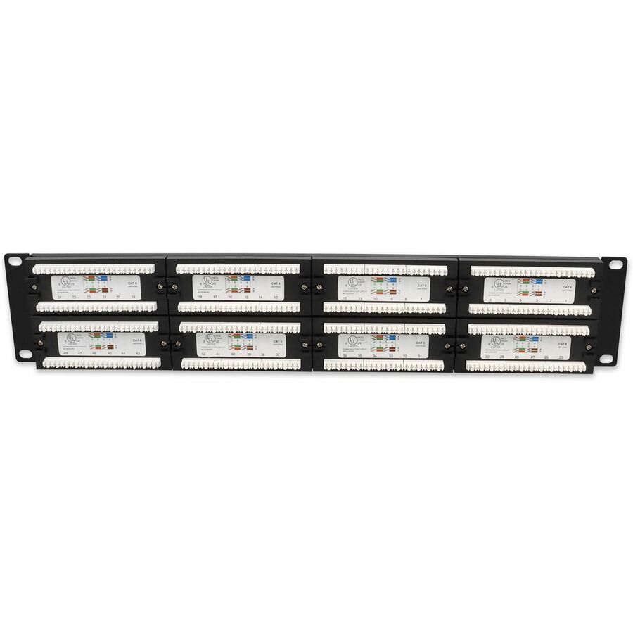 AddOn 19-inch Cat6 48-Port Straight Patch Panel with High Density 110-Type 2U ADD-PPST-48P110C6