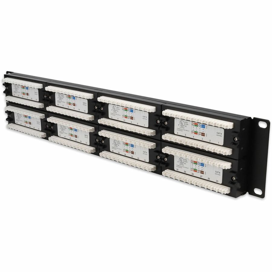 AddOn 19-inch Cat6 48-Port Straight Patch Panel with High Density 110-Type 2U ADD-PPST-48P110C6