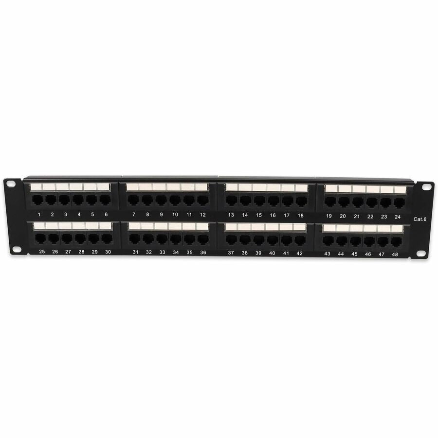 AddOn 19-inch Cat6 48-Port Straight Patch Panel with High Density 110-Type 2U ADD-PPST-48P110C6