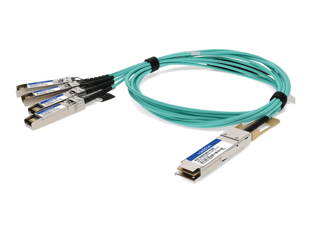 AddOn - 25GBase-AOC direct attach cable - TAA Compliant - QSFP28 to SFP28 - 10 m - fiber optic - Active Optical Cable