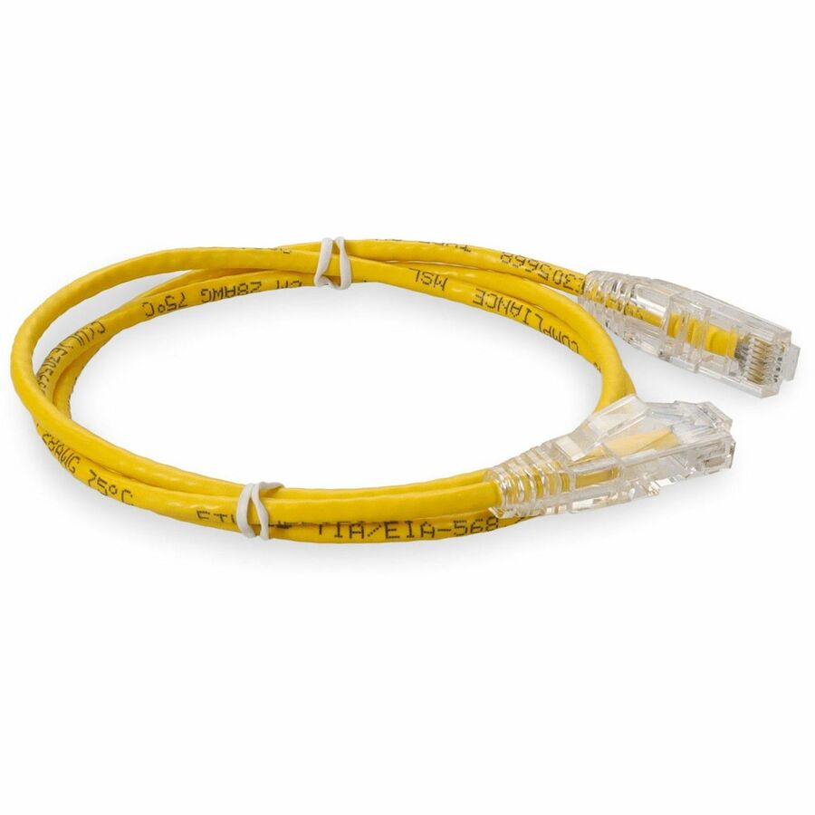 AddOn 2ft Yellow CAT 6 Slim PVC Ethernet Cable Snagless Clear-Claw RJ-45 M/M ADD-2FSLCAT6-YW
