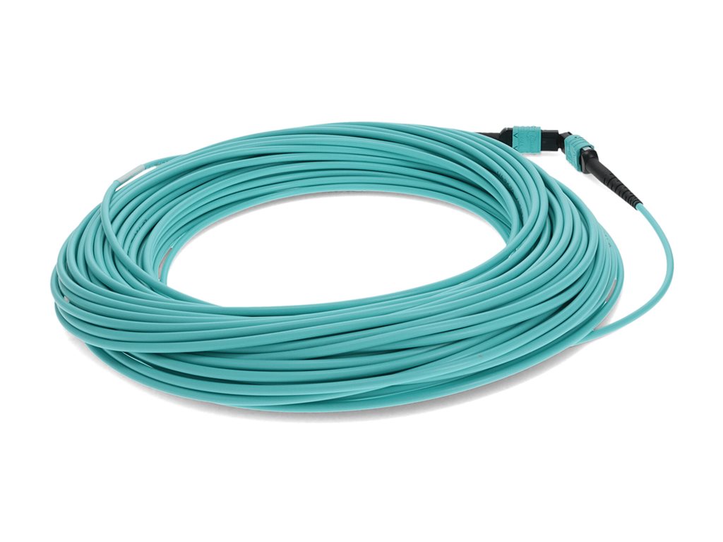 AddOn 30m MPO OM4 Aqua Patch Cable - Crossover cable - TAA Compliant - MPO/UPC multi-mode (F) to MPO/UPC multi-mode (F)