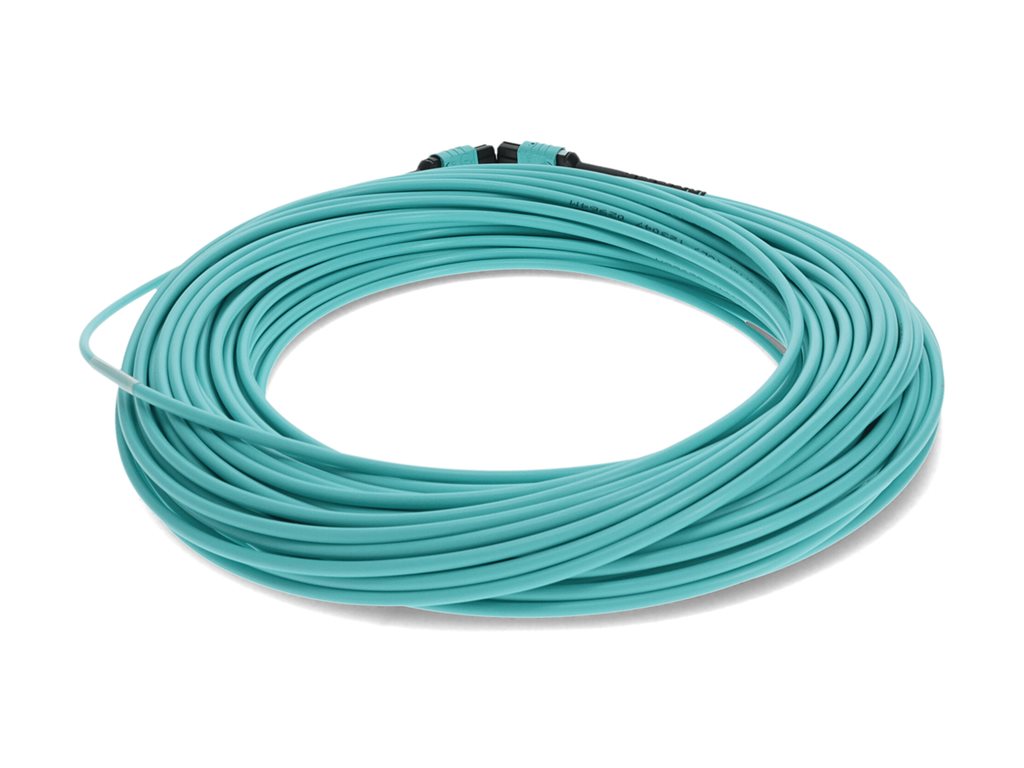 AddOn 30m MPO OM4 Aqua Patch Cable - Crossover cable - TAA Compliant - MPO/UPC multi-mode (F) to MPO/UPC multi-mode (F)