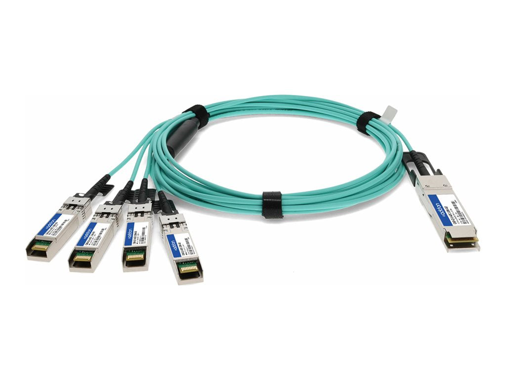 AddOn - 40GBase direct attach cable - TAA Compliant - QSFP+ (M) to SFP+ (M) - 10 m - fiber optic - active