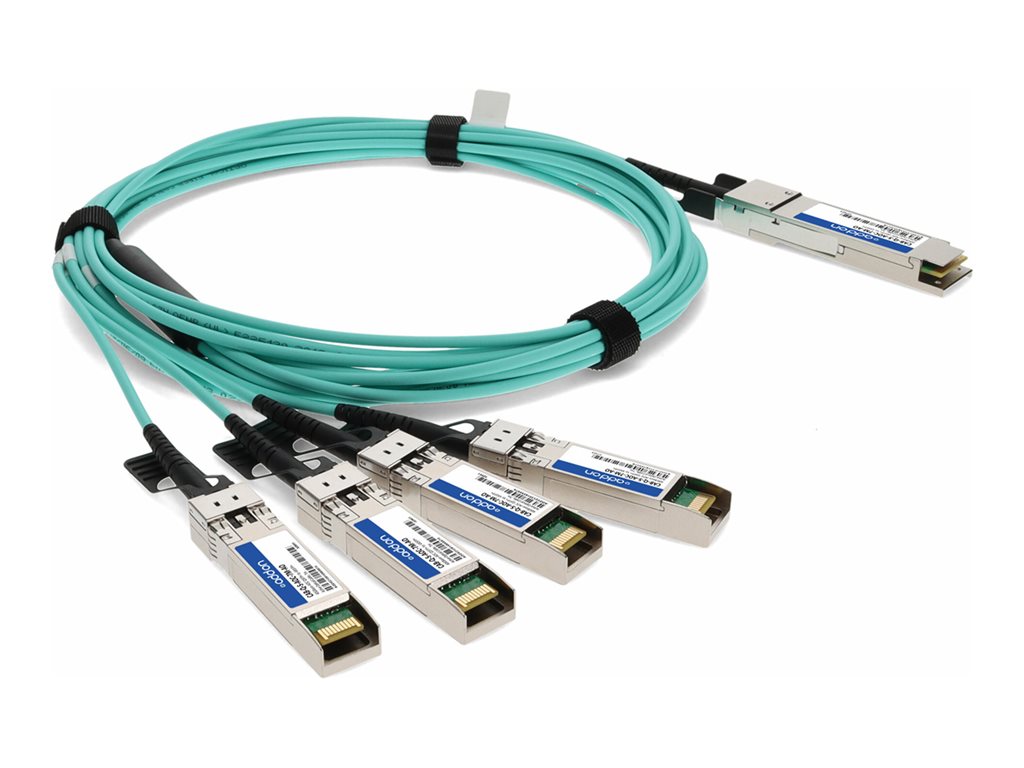 AddOn - 40GBase direct attach cable - TAA Compliant - QSFP+ (M) to SFP+ (M) - 7 m - fiber optic - active