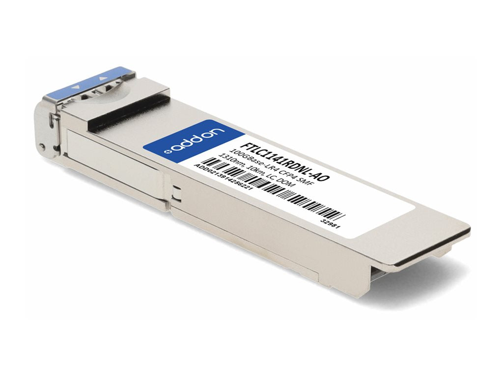 AddOn - CFP4 transceiver module (equivalent to: Finisar FTLC1141RDNL) - 100GbE - 100GBase-LR4 - LC single-mode - up to 6.2 miles FTLC1141RDNL-AO
