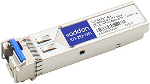 AddOn Calix 100-01957 Compatible TAA Compliant 1000Base-BX SFP Transceiver (SMF, 1310nmTx/1490nmRx, 20km, LC, Rugged) 100-01957-AO