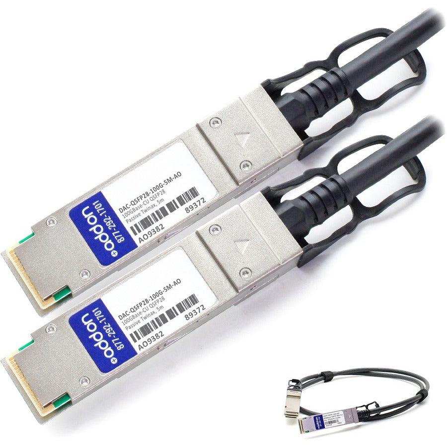 AddOn Dell DAC-QSFP28-100G-5M Compatible TAA Compliant 100GBase-CU QSFP28 to QSFP28 Direct Attach Cable (Passive Twinax, 5m) DAC-QSFP28-100G5M-AO
