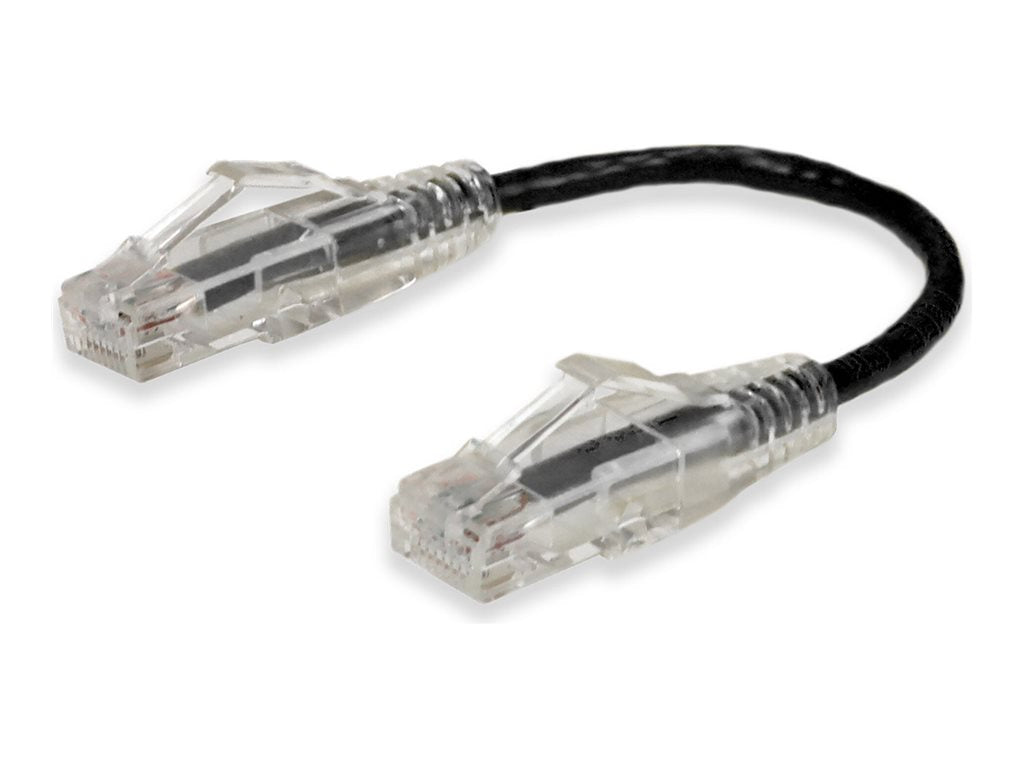 AddOn - Patch cable - RJ-45 (M) to RJ-45 (M) - 5.9 in - UTP - CAT 6 - snagless - black ADD-0-5FSLCAT6-BK