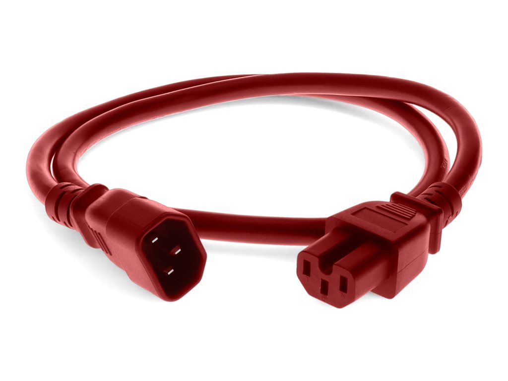 AddOn - Power cable - IEC 60320 C14 to IEC 60320 C15 - 100-250 V - 10 A - 7 ft - red
