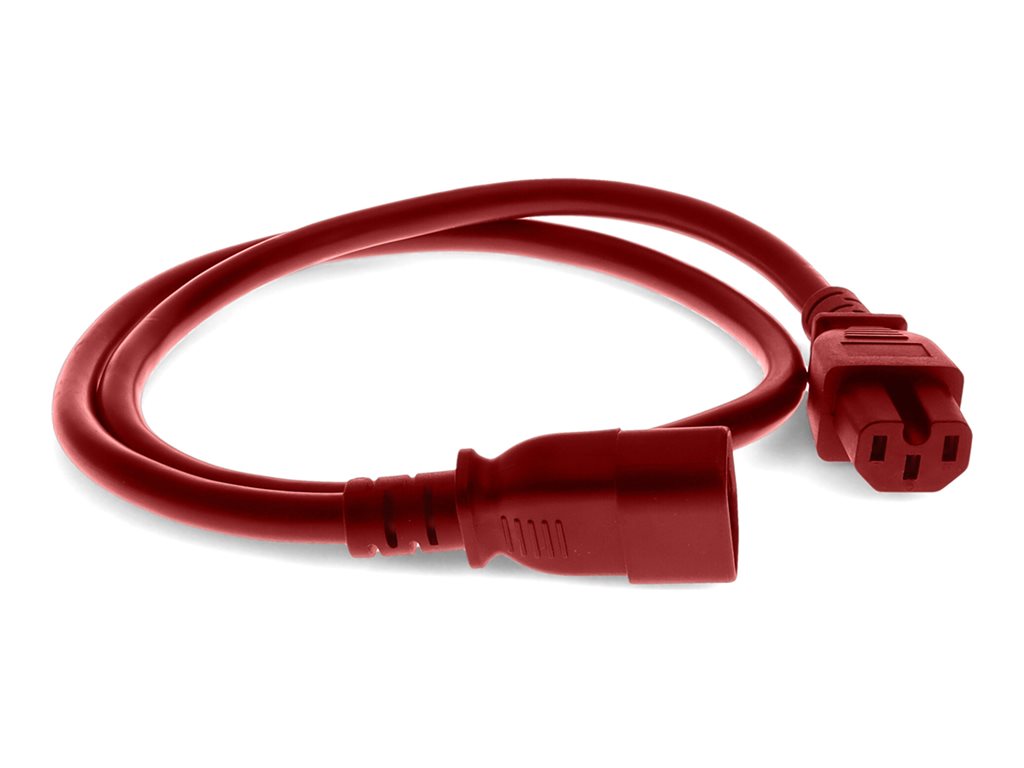 AddOn - Power cable - IEC 60320 C14 to IEC 60320 C15 - 100-250 V - 10 A - 7 ft - red