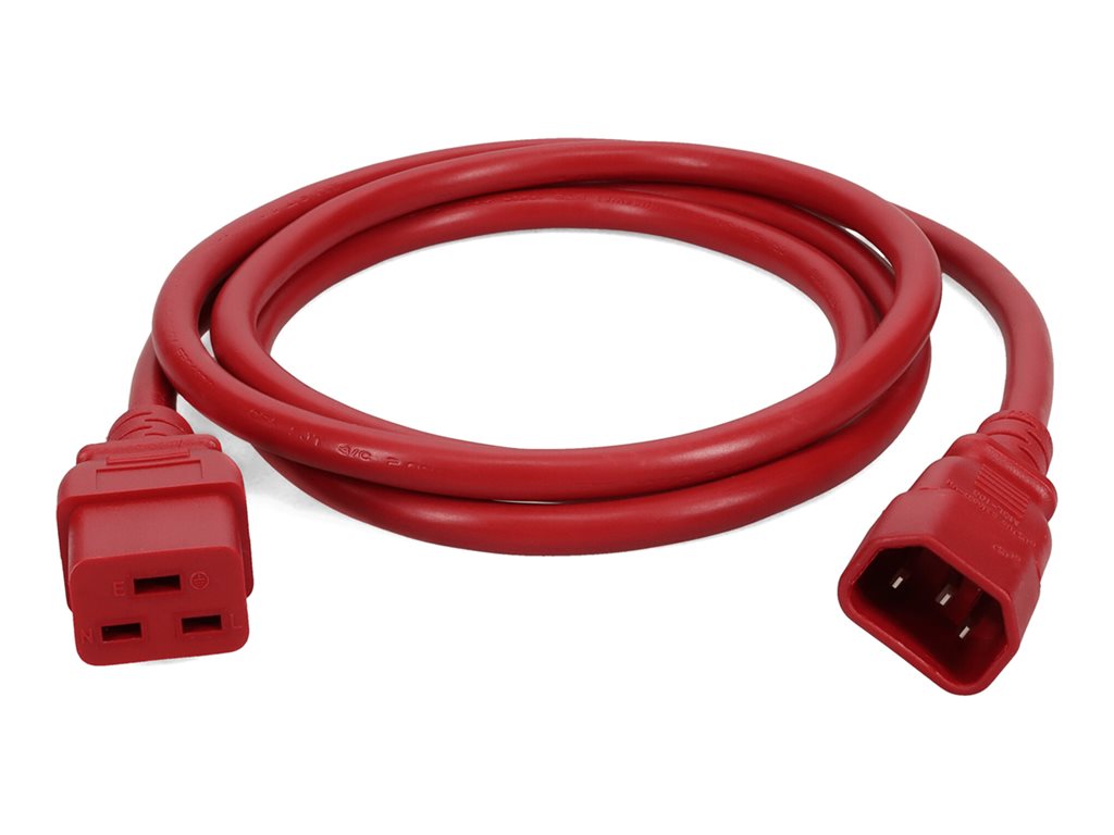 AddOn - Power extension cable - IEC 60320 C14 to IEC 60320 C19 - AC 100-250 V - 3 ft - red