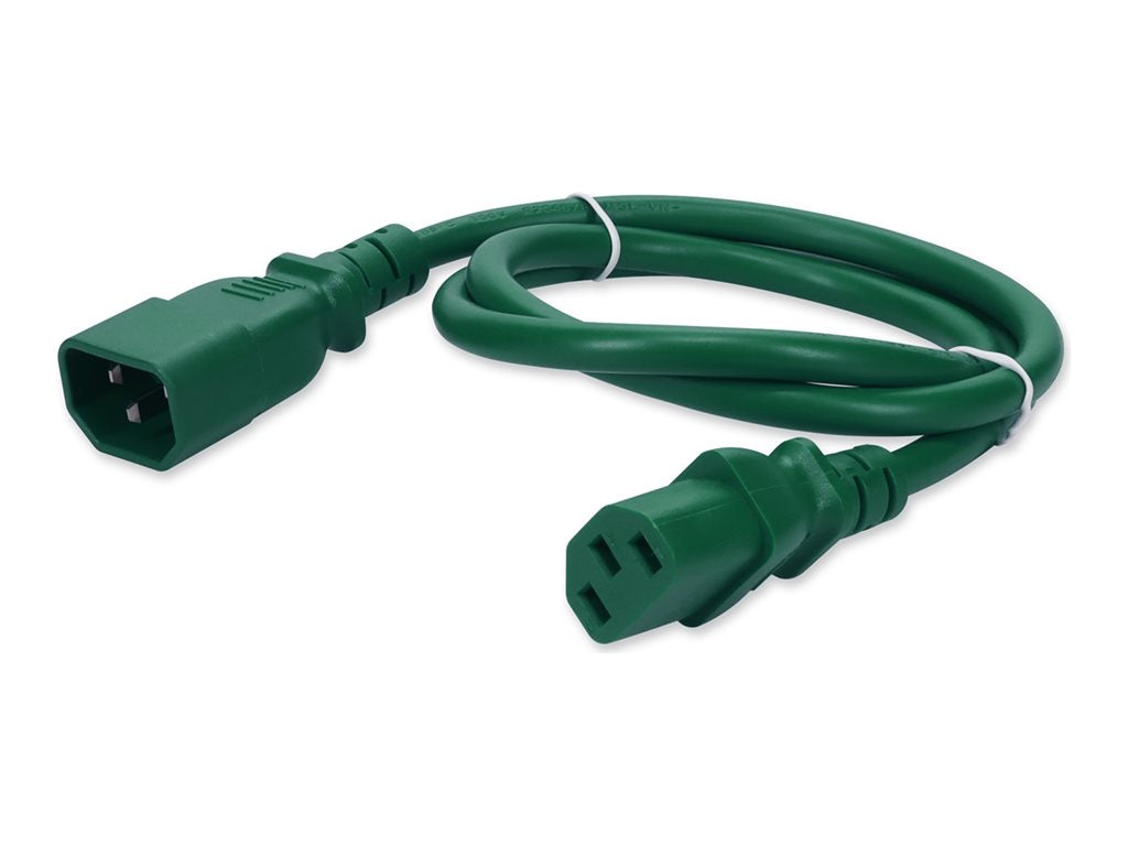 AddOn - Power extension cable - power IEC 60320 C13 to IEC 60320 C14 - AC 100-250 V - 15 A - 2 ft - green