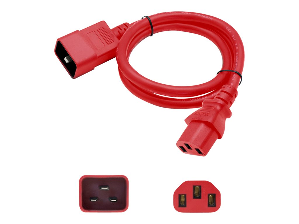 AddOn - Power extension cable - power IEC 60320 C13 to IEC 60320 C20 - 100-250 V - 2 ft - red