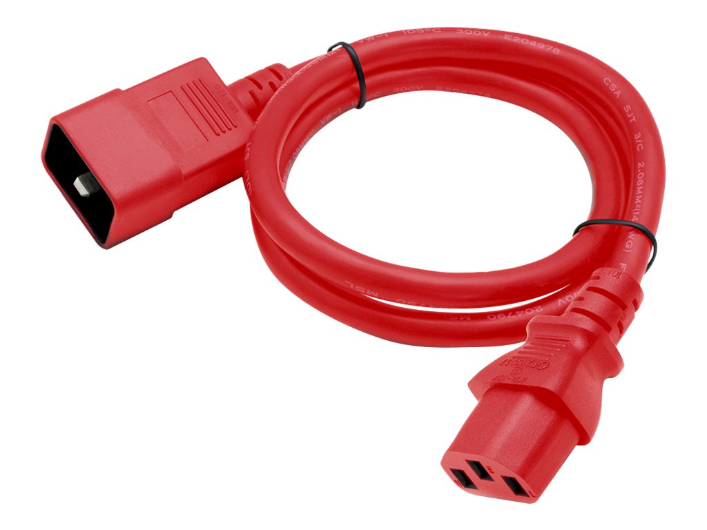 AddOn - Power extension cable - power IEC 60320 C13 to IEC 60320 C20 - 100-250 V - 2 ft - red