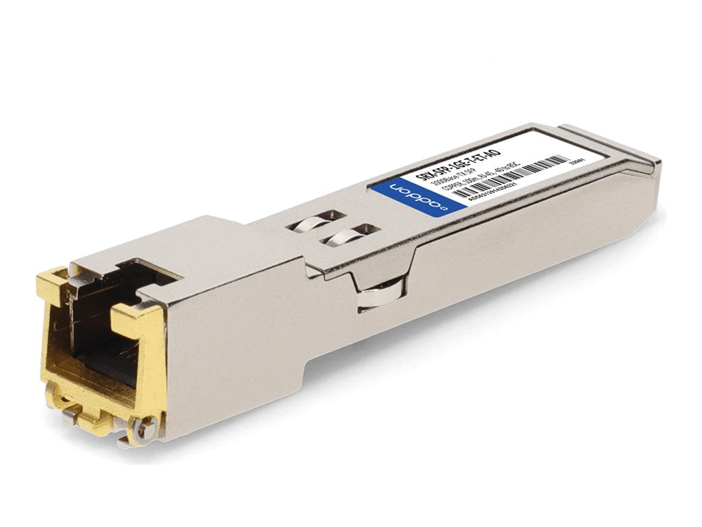 AddOn - SFP (mini-GBIC) transceiver module (equivalent to: Cisco SRX-SFP-1GE-T-ET) - 1GbE - Ethernet 10/100/1000Base-T(X) - RJ-45 E100G-QSFP28-SR4-A-AO