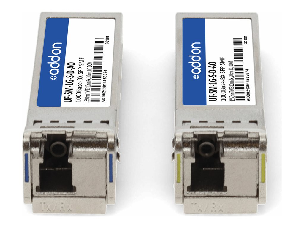 AddOn - SFP (mini-GBIC) transceiver module (equivalent to: Ubiquiti UF-SM-1G-S-D) - 1GbE - 1000Base-BX - LC single-mode