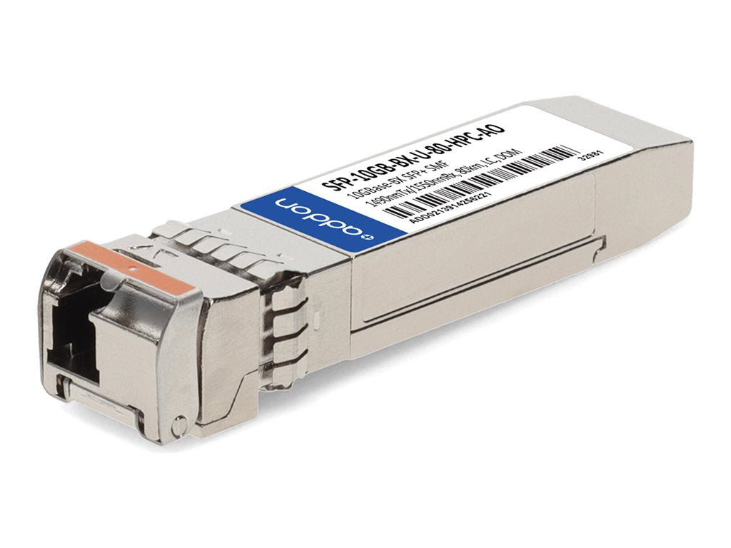 AddOn - SFP+ transceiver module - 10GbE - 10GBase-BX - LC single-mode - up to 49.7 miles - 1490 (TX) / 1550 (RX) nm - TAA Compliant SFP-10GB-BX-U-80-HPC-AO