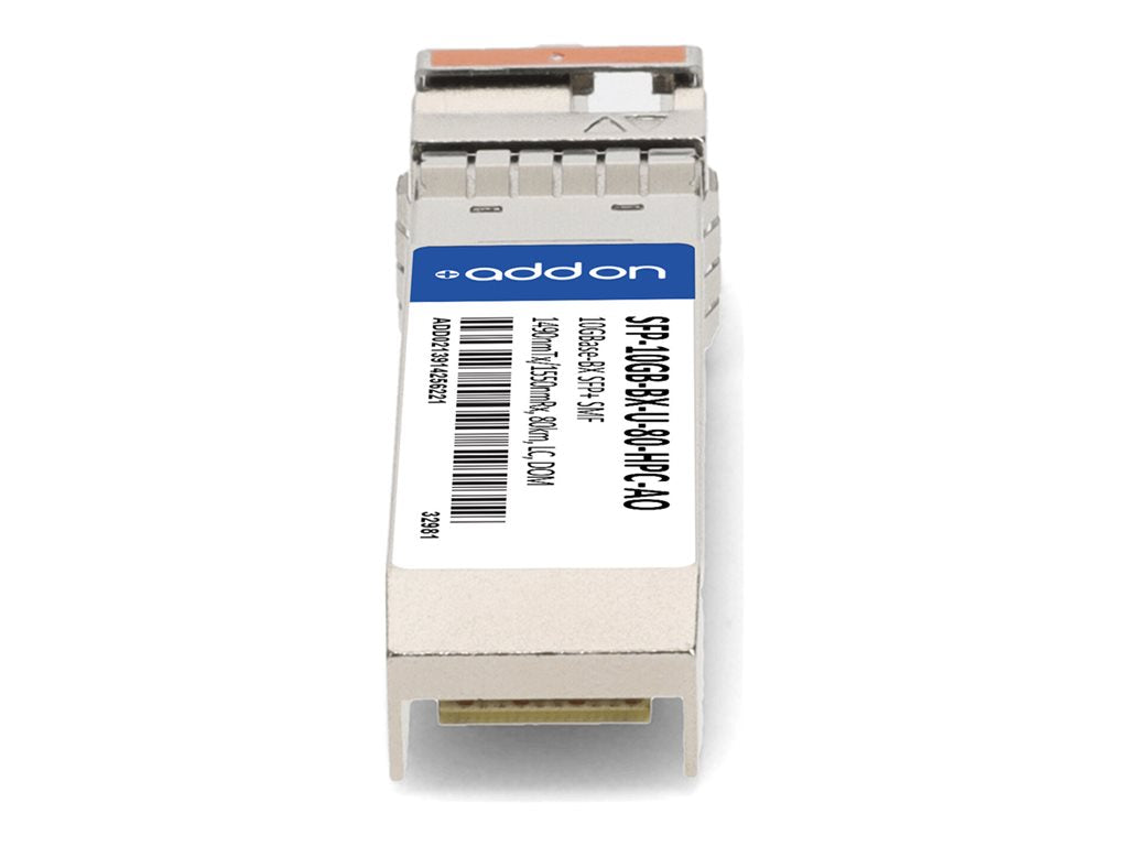 AddOn - SFP+ transceiver module - 10GbE - 10GBase-BX - LC single-mode - up to 49.7 miles - 1490 (TX) / 1550 (RX) nm - TAA Compliant SFP-10GB-BX-U-80-HPC-AO