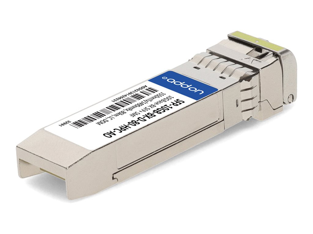 AddOn - SFP+ transceiver module - 10GbE - 10GBase-BX - LC single-mode - up to 49.7 miles - 1550 (TX) / 1490 (RX) nm - TAA Compliant SFP-10GB-BX-D-80-HPC-AO