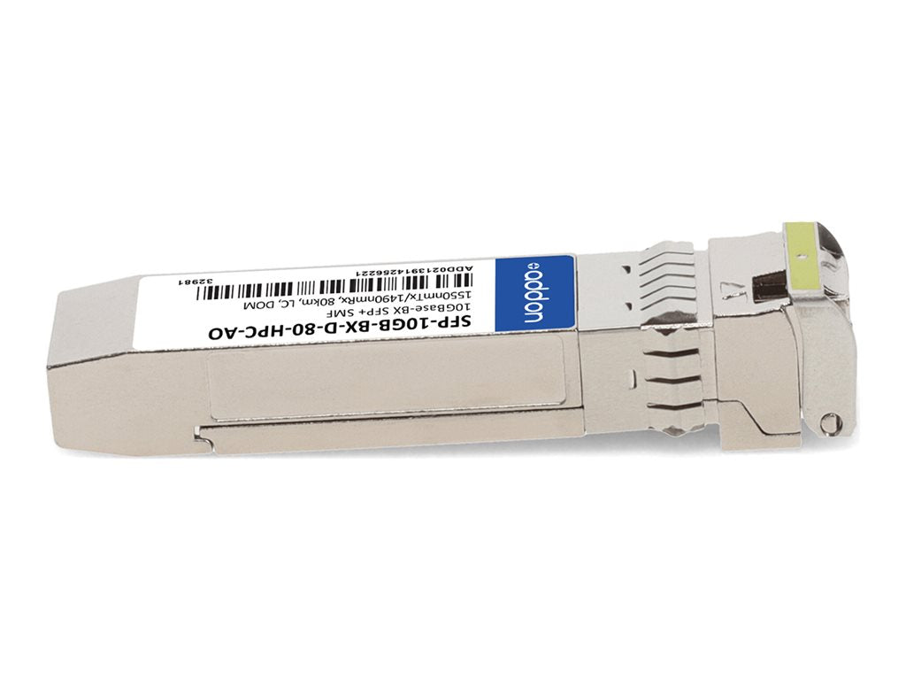 AddOn - SFP+ transceiver module - 10GbE - 10GBase-BX - LC single-mode - up to 49.7 miles - 1550 (TX) / 1490 (RX) nm - TAA Compliant SFP-10GB-BX-D-80-HPC-AO