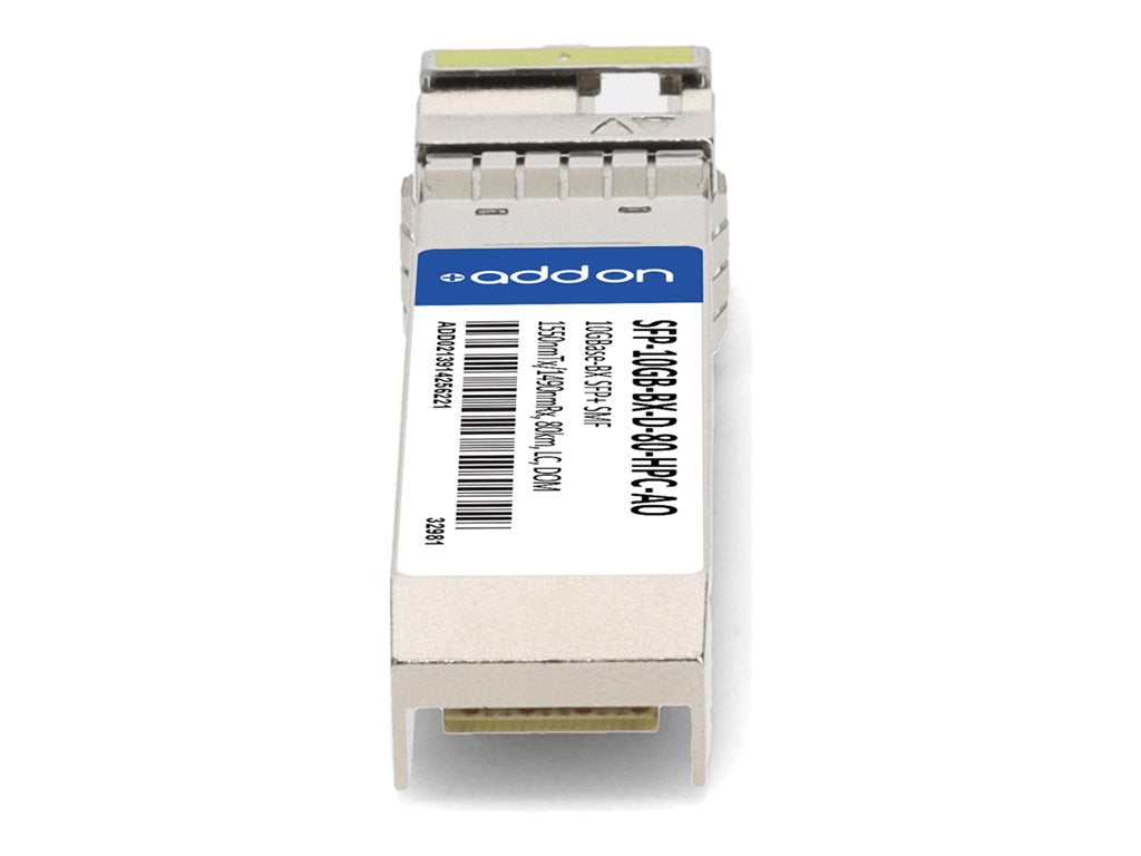 AddOn - SFP+ transceiver module - 10GbE - 10GBase-BX - LC single-mode - up to 49.7 miles - 1550 (TX) / 1490 (RX) nm - TAA Compliant SFP-10GB-BX-D-80-HPC-AO