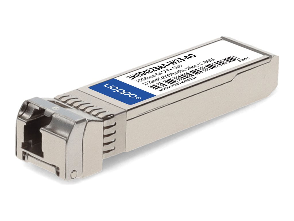 AddOn - SFP+ transceiver module - 10GbE - 10GBase-BX - LC single-mode - up to 6.2 miles - 1270 (TX) / 1330 (RX) nm - TAA Compliant 3HE04823AA-W23-AO