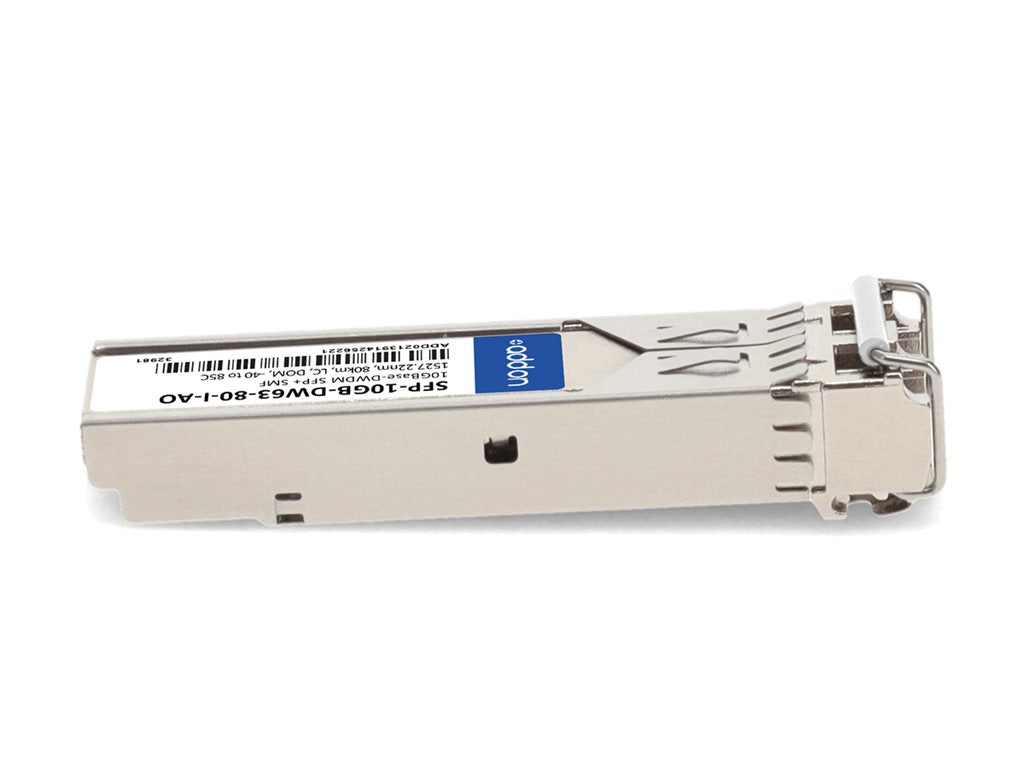 AddOn - SFP+ transceiver module - 10GbE - 10GBase-DWDM - LC single-mode - up to 49.7 miles - channel: 63 - 1527.22 nm - TAA Compliant SFP-10GB-DW63-80-I-AO