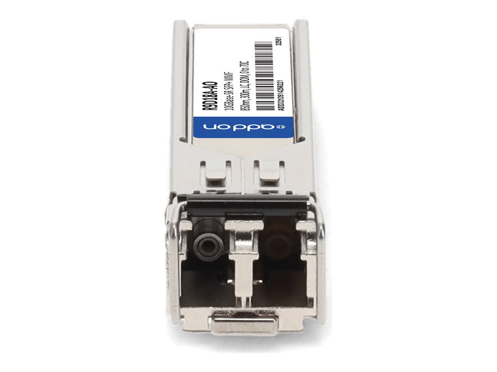 AddOn - SFP+ transceiver module (equivalent to: HP R9D18A) - 10GbE - 10GBase-SR - LC multi-mode - up to 984 ft - 850 nm - TAA R9D18A-AO