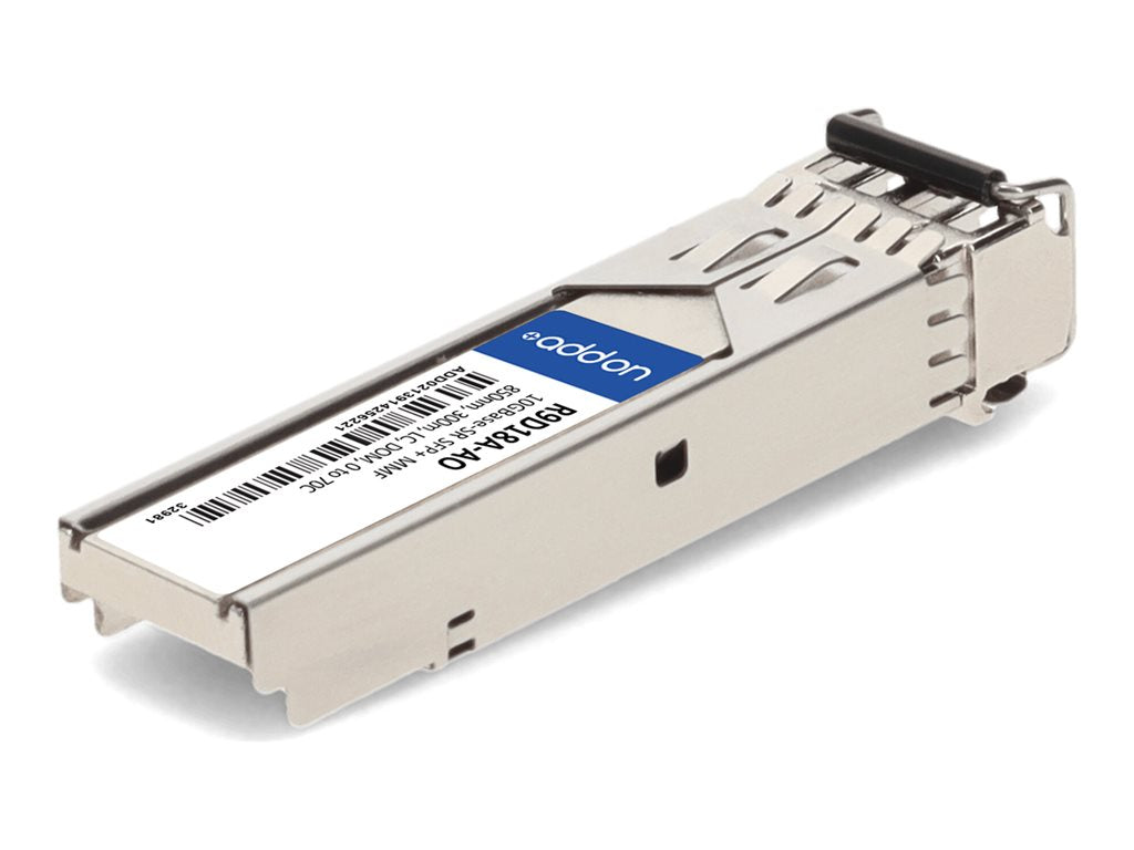 AddOn - SFP+ transceiver module (equivalent to: HP R9D18A) - 10GbE - 10GBase-SR - LC multi-mode - up to 984 ft - 850 nm - TAA R9D18A-AO