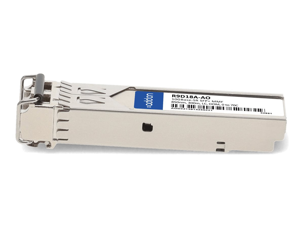 AddOn - SFP+ transceiver module (equivalent to: HP R9D18A) - 10GbE - 10GBase-SR - LC multi-mode - up to 984 ft - 850 nm - TAA R9D18A-AO