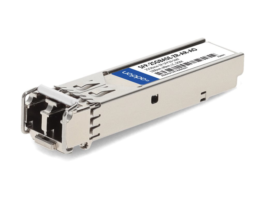 AddOn - SFP28 transceiver module - 25GbE - 25GBase-ZR - LC single-mode - up to 49.7 miles - 1300 nm - TAA Compliant SFP-25GBASE-ZR-AR-AO