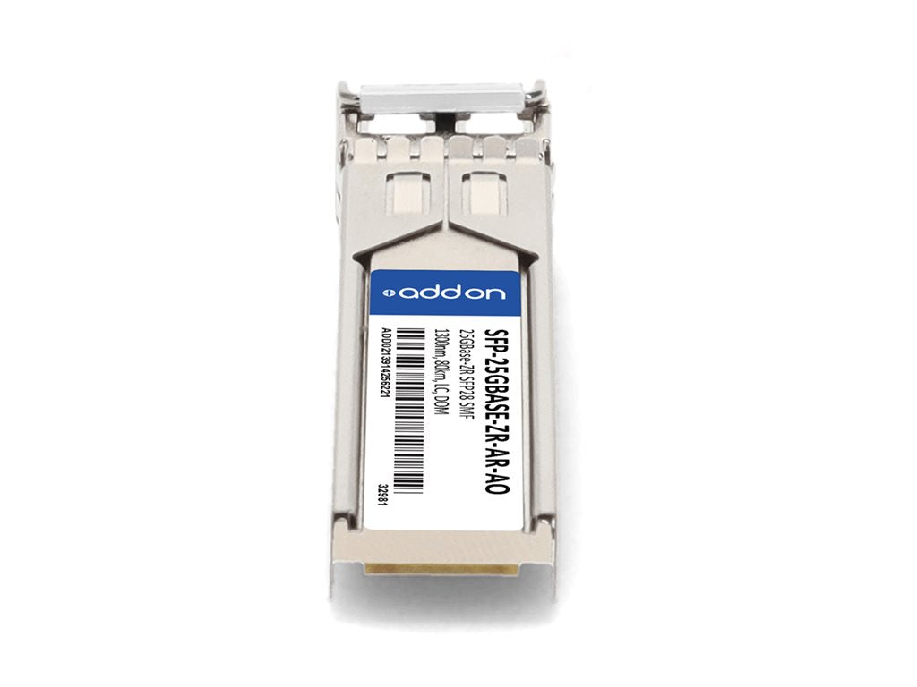 AddOn - SFP28 transceiver module - 25GbE - 25GBase-ZR - LC single-mode - up to 49.7 miles - 1300 nm - TAA Compliant SFP-25GBASE-ZR-AR-AO