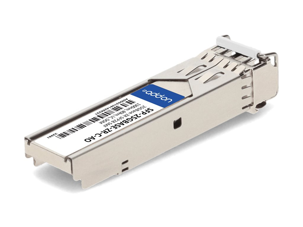 AddOn - SFP28 transceiver module - 25GbE - 25GBase-ZR - LC single-mode - up to 49.7 miles - 1300 nm - TAA Compliant SFP-25GBASE-ZR-C-AO