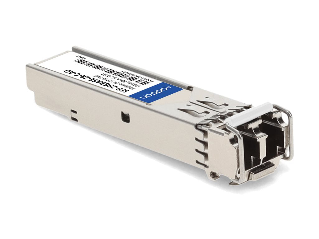 AddOn - SFP28 transceiver module - 25GbE - 25GBase-ZR - LC single-mode - up to 49.7 miles - 1300 nm - TAA Compliant SFP-25GBASE-ZR-C-AO