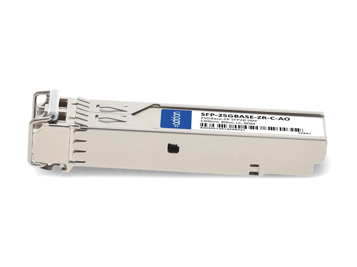 AddOn - SFP28 transceiver module - 25GbE - 25GBase-ZR - LC single-mode - up to 49.7 miles - 1300 nm - TAA Compliant SFP-25GBASE-ZR-C-AO